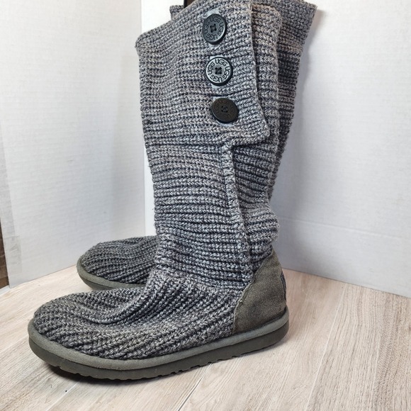UGG Australia Sweaters - UGG Classic Cardy Gray  Button-Up Sheepskin Sweater Boots #5819 size 6